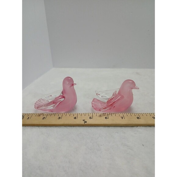 MURANO Pink Glass LOVEBIRDS Pair Vetreria Artistica OBALL Dove Figurine Italy - Picture 6 of 9